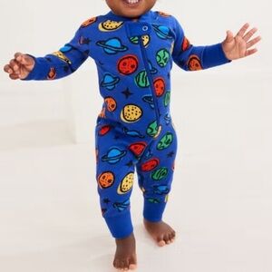 HANNA ANDERSSON Blue Space Planets Footless Zippy Pajama Zip Up PJs 18-24 mos
